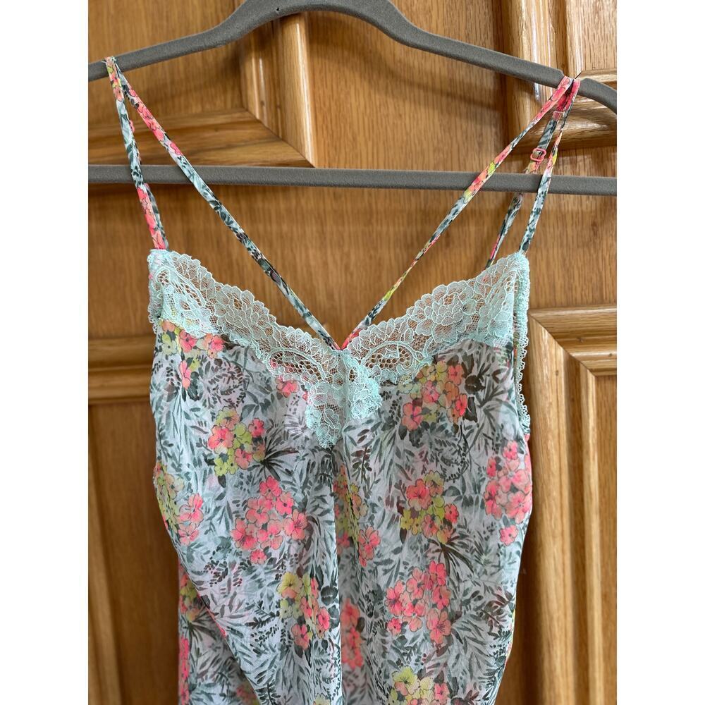 Y2K Victoria’s Secret Floral Mesh Slip Nightgown Lace Trim Medium M - Picture 2 of 7
